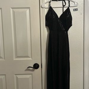 Long Black Sequin Prom Dress